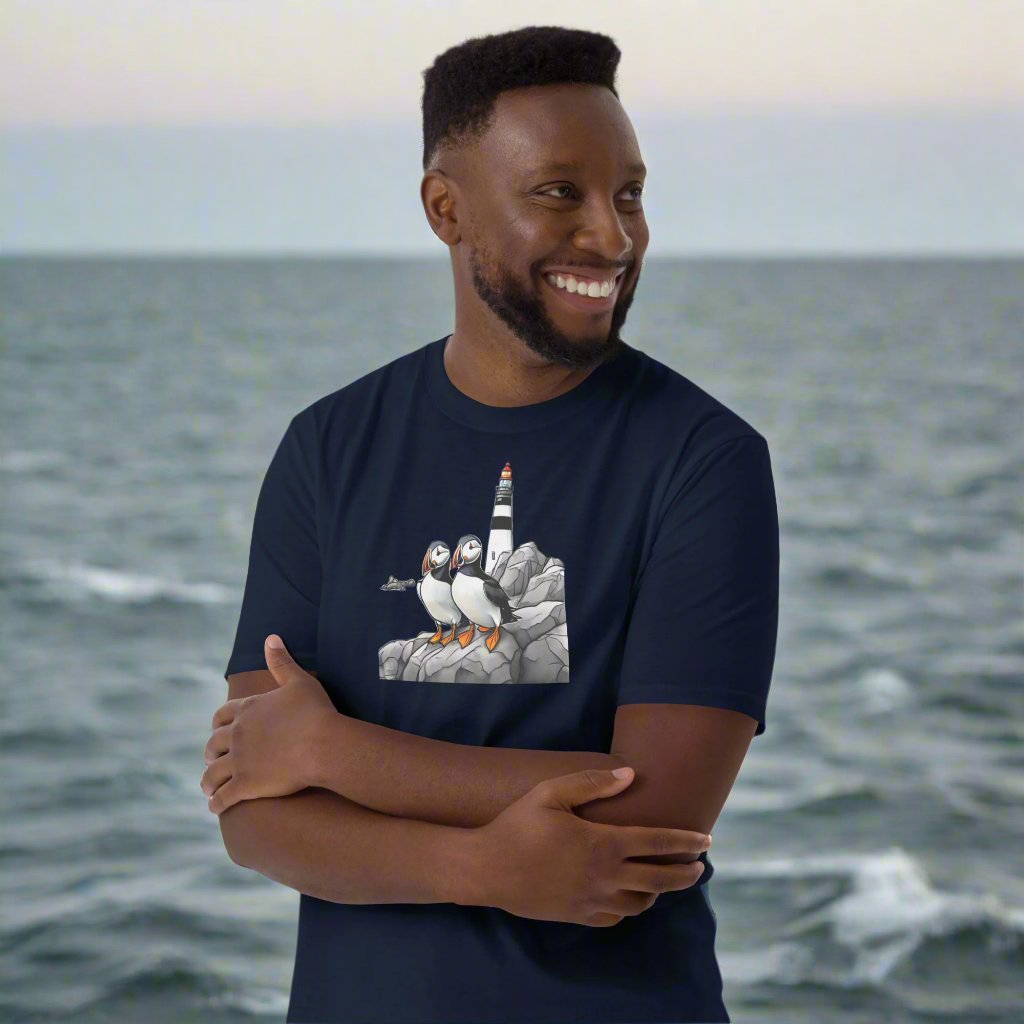 Puffin and light house. Short-Sleeve Unisex T-Shirt