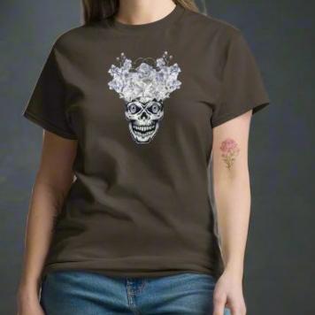 White floral Skull with blue eyes, Unisex T-Shirt