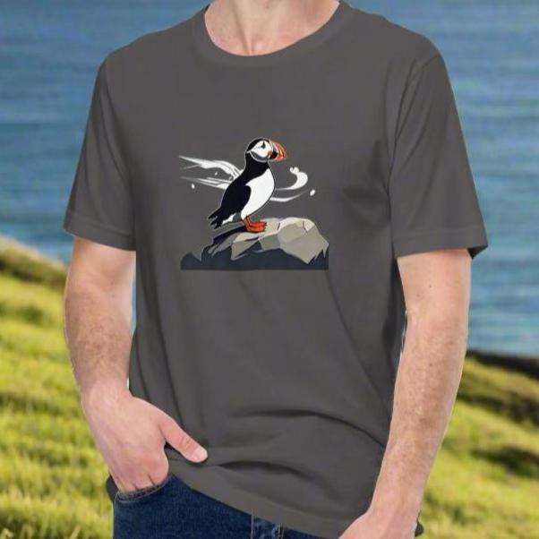 Puffin on a rock. Unisex t-shirt
