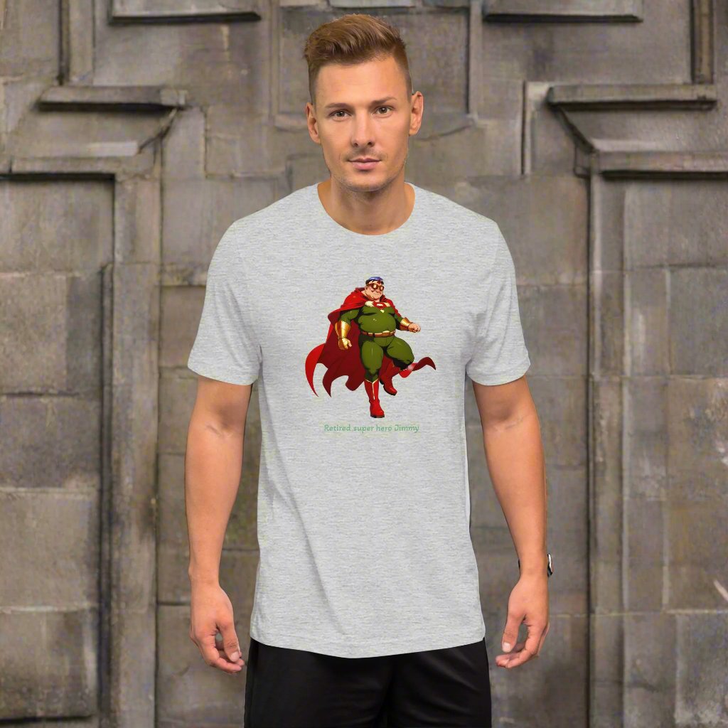 Retired super hero Jimmy. Unisex t-shirt