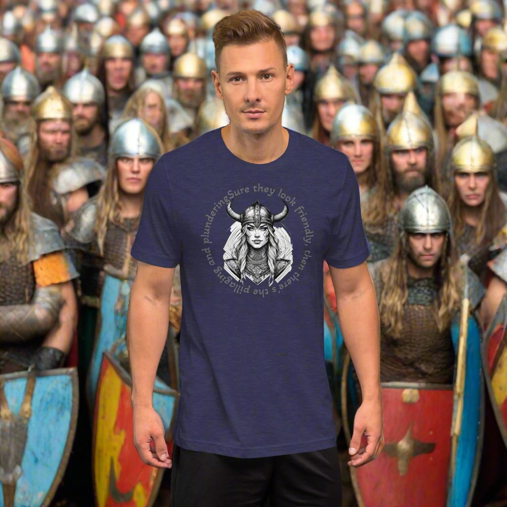 unisex staple t shirt heather midnight navy front 66feee7c1d5f2