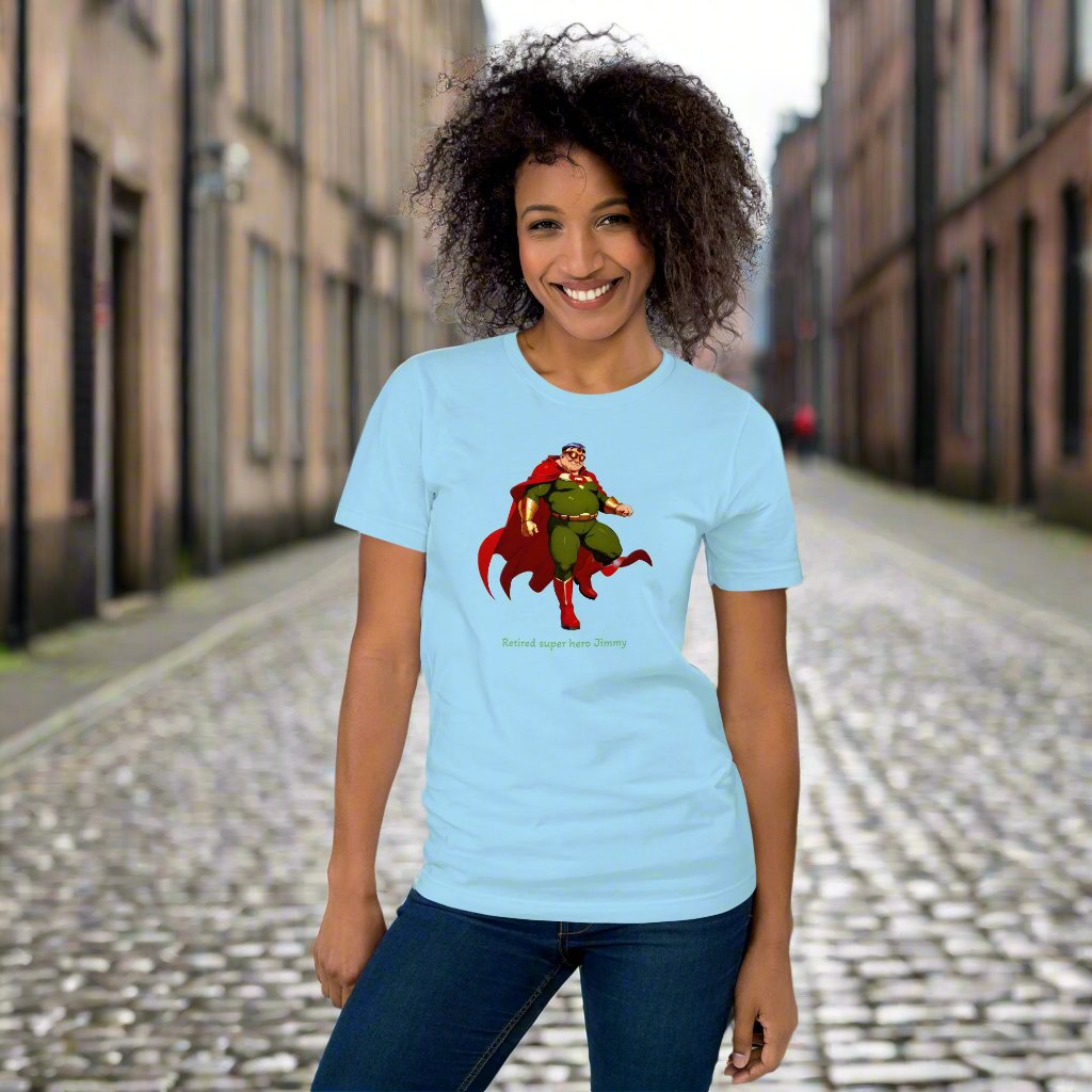 Retired super hero Jimmy. Unisex t-shirt