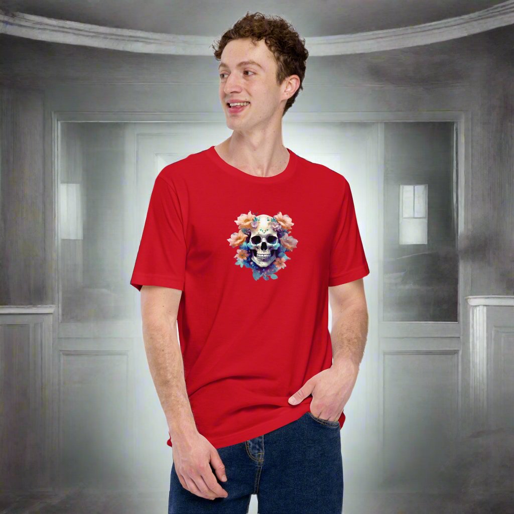 Pink floral skull for Halloween Unisex t-shirt
