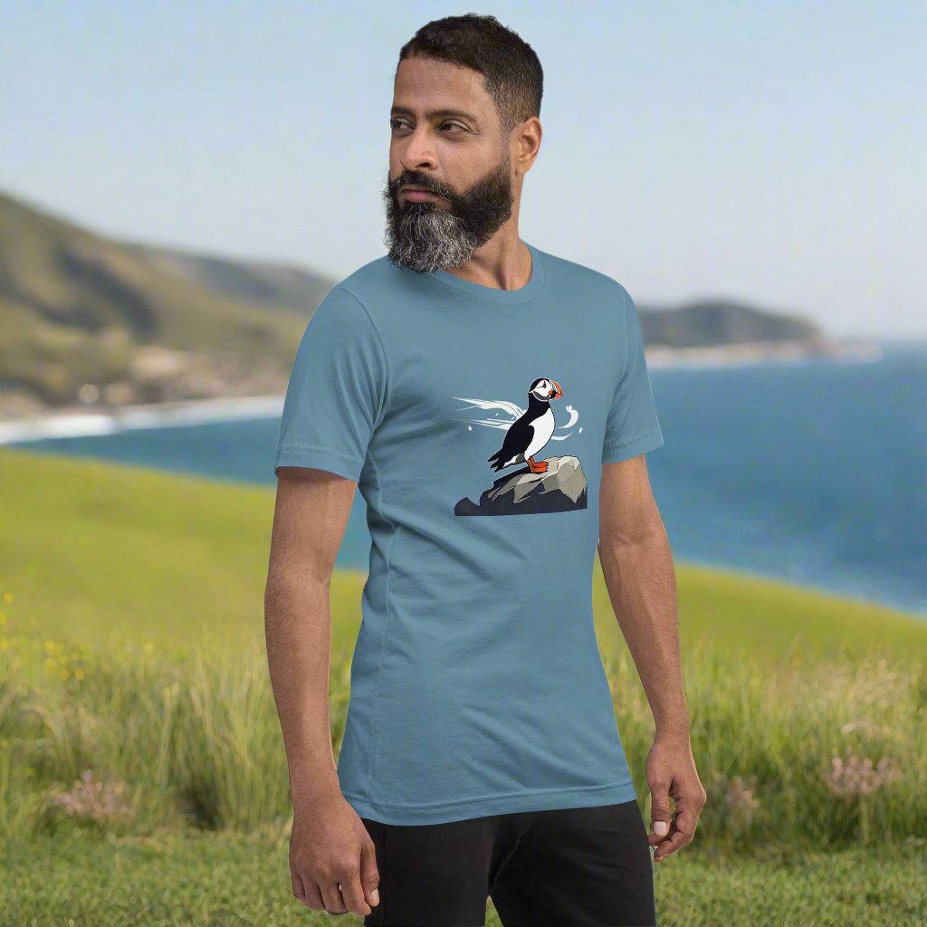 Puffin on a rock. Unisex t-shirt