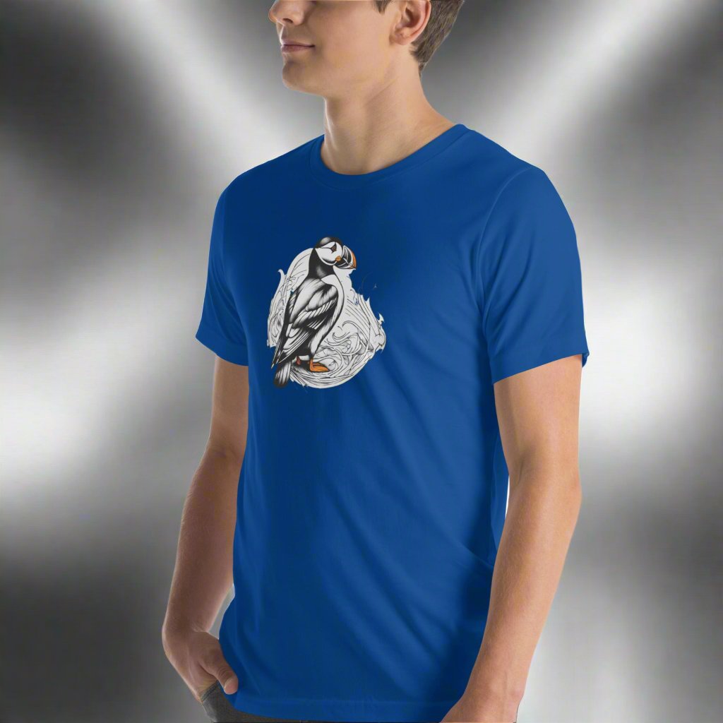 Puffin line drawing Unisex t-shirt